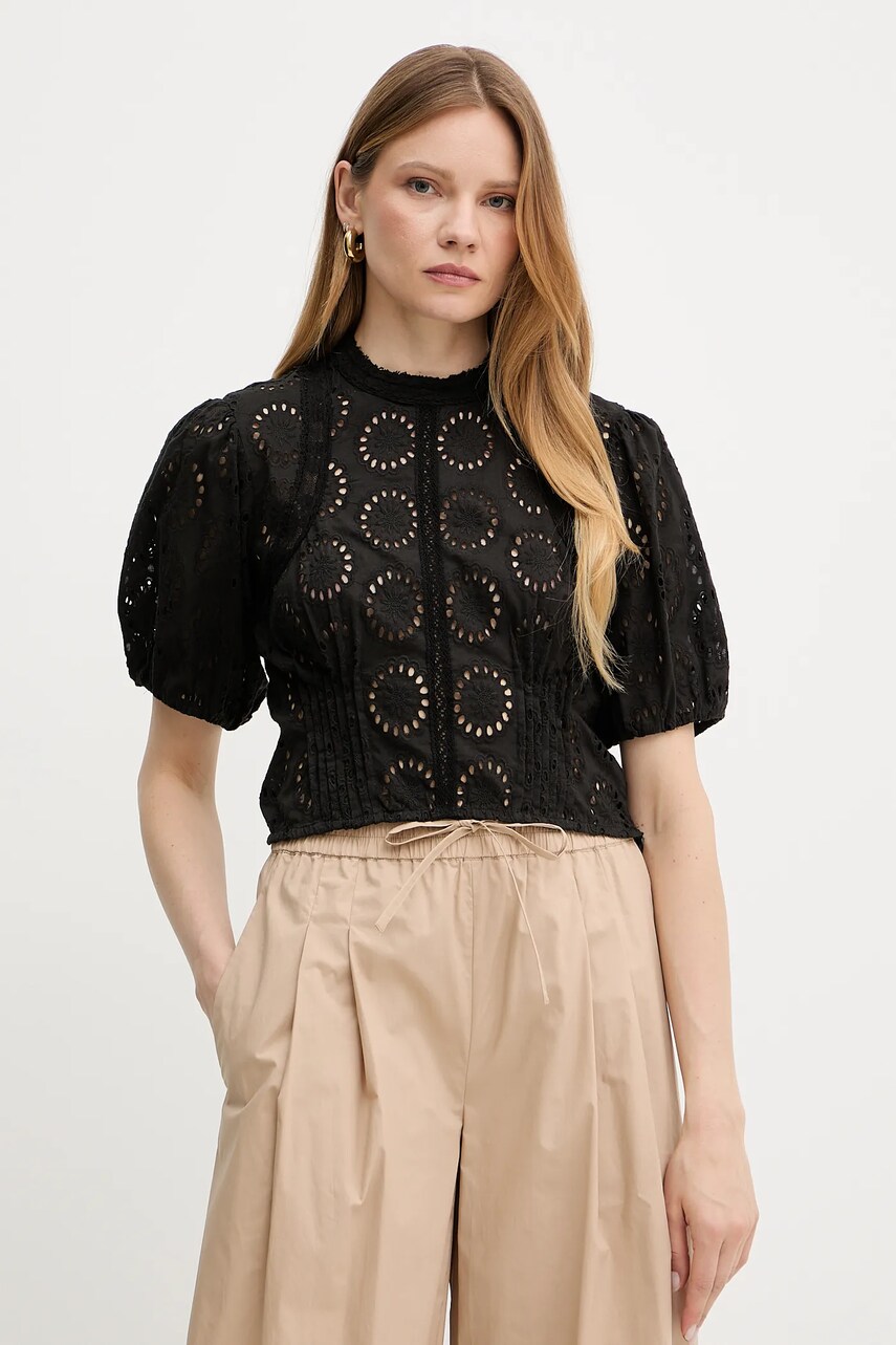 Levně Bavlněná halenka Twinset dámská, černá barva, vzorovaná, 251TT2366