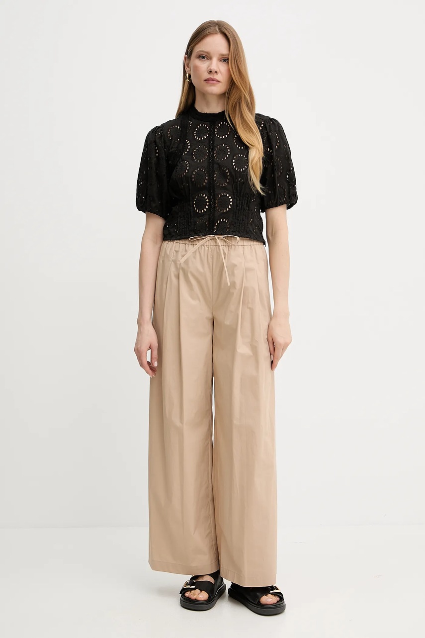 Хлопковая блузка Twinset цвет чёрный узор 251TT2366