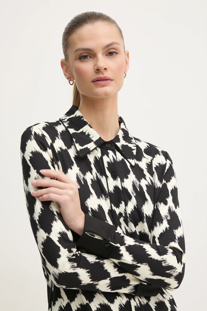 Πουκάμισο DIANE VON FURSTENBERG χρώμα: μαύρο, DVFBL4S015 φωτογραφία