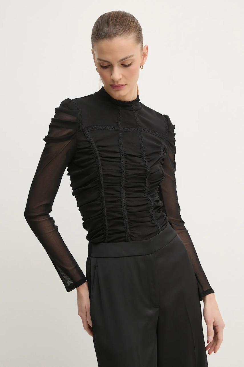 DIANE VON FURSTENBERG bluza femei, culoarea negru, neted, DVFBL4S005 DIANE VON FURSTENBERG bluza femei, culoarea negru, neted, DVFBL4S005