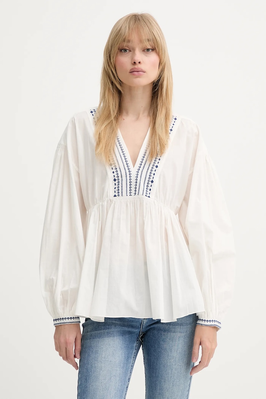 A.P.C. bluză blouse vera culoarea bej, cu imprimeu, COHHH.F13449