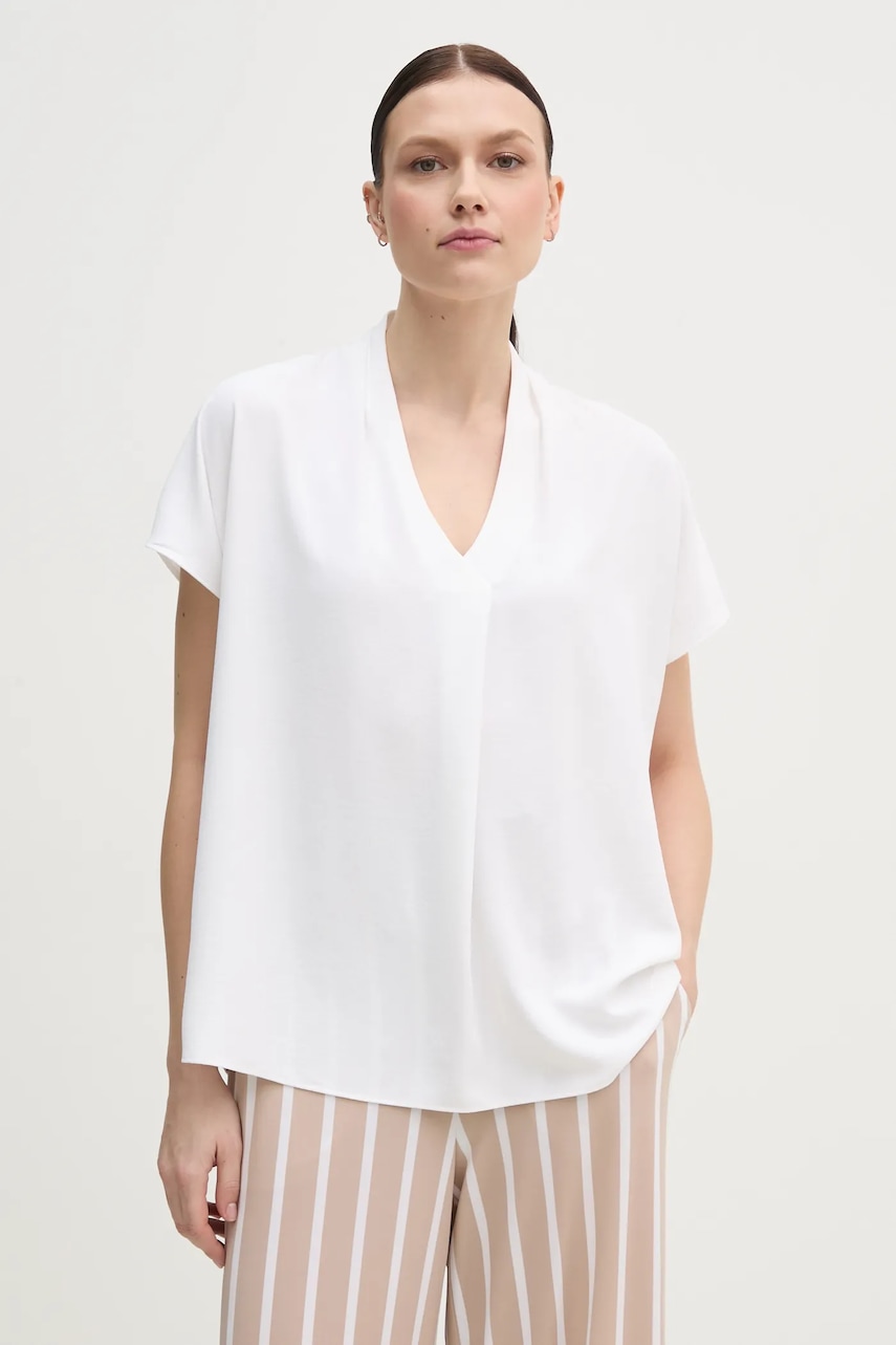 Joseph Ribkoff bluza femei, culoarea alb, neted, 251087 Joseph Ribkoff bluza femei, culoarea alb, neted, 251087