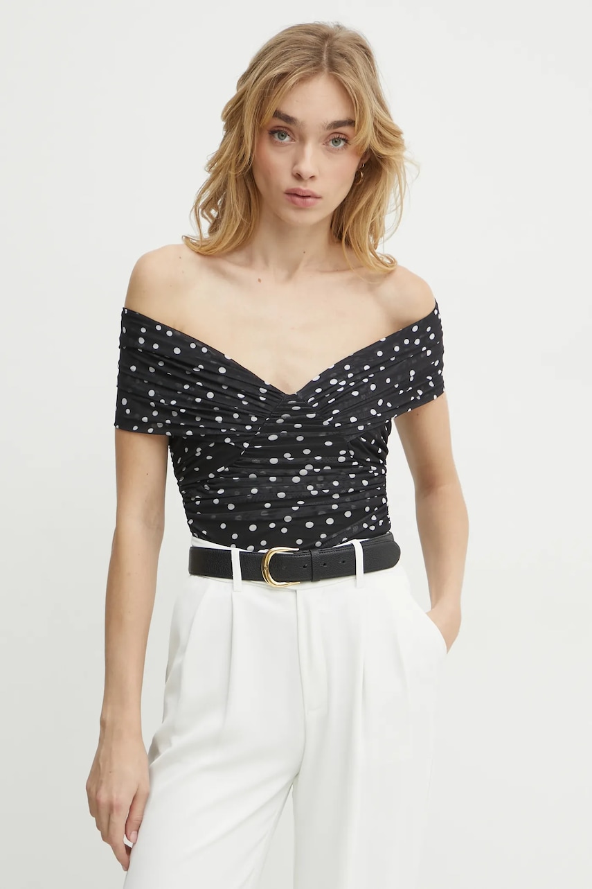 Bardot body femei, culoarea negru, cu imprimeu, 59757TB1 Bardot body femei, culoarea negru, cu imprimeu, 59757TB1