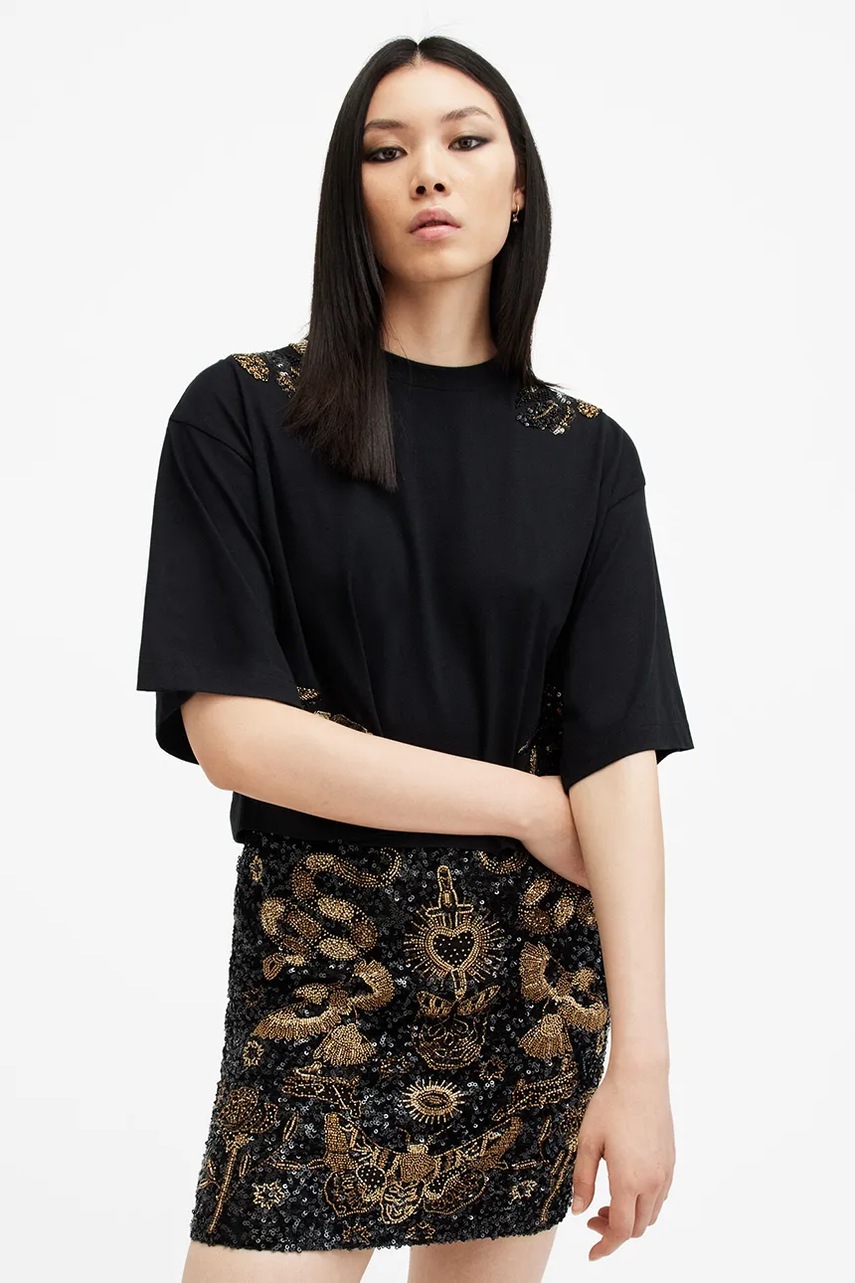 Бавовняна футболка AllSaints MEL жіночі колір чорний W086JB 
