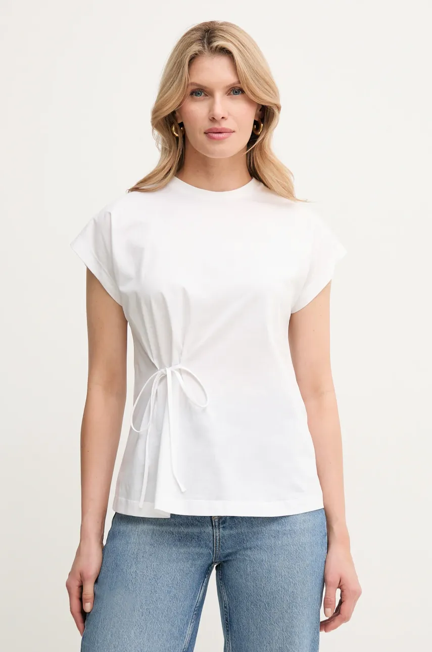 Marella tricou din bumbac TIMO femei, culoarea alb, 2513941052200