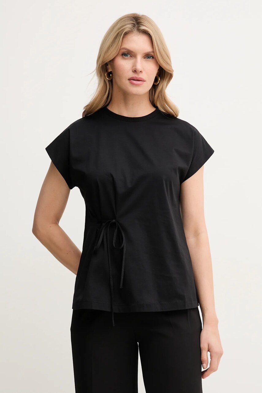 Marella tricou din bumbac TIMO femei, culoarea negru, 2513941052200