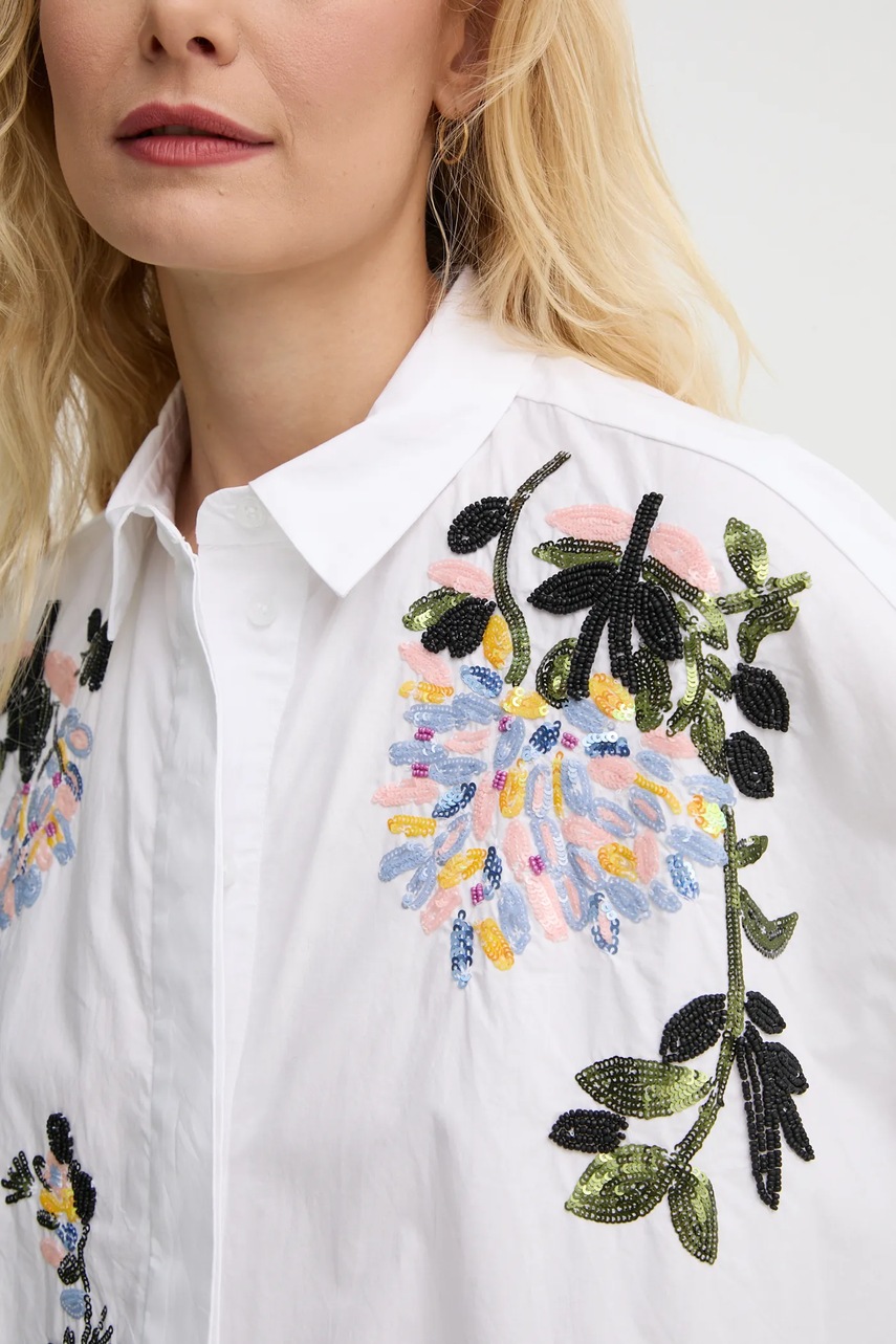 Βαμβακερό πουκάμισο MUNTHE SINGUS χρώμα: άσπρο, 244100224422 φωτογραφία