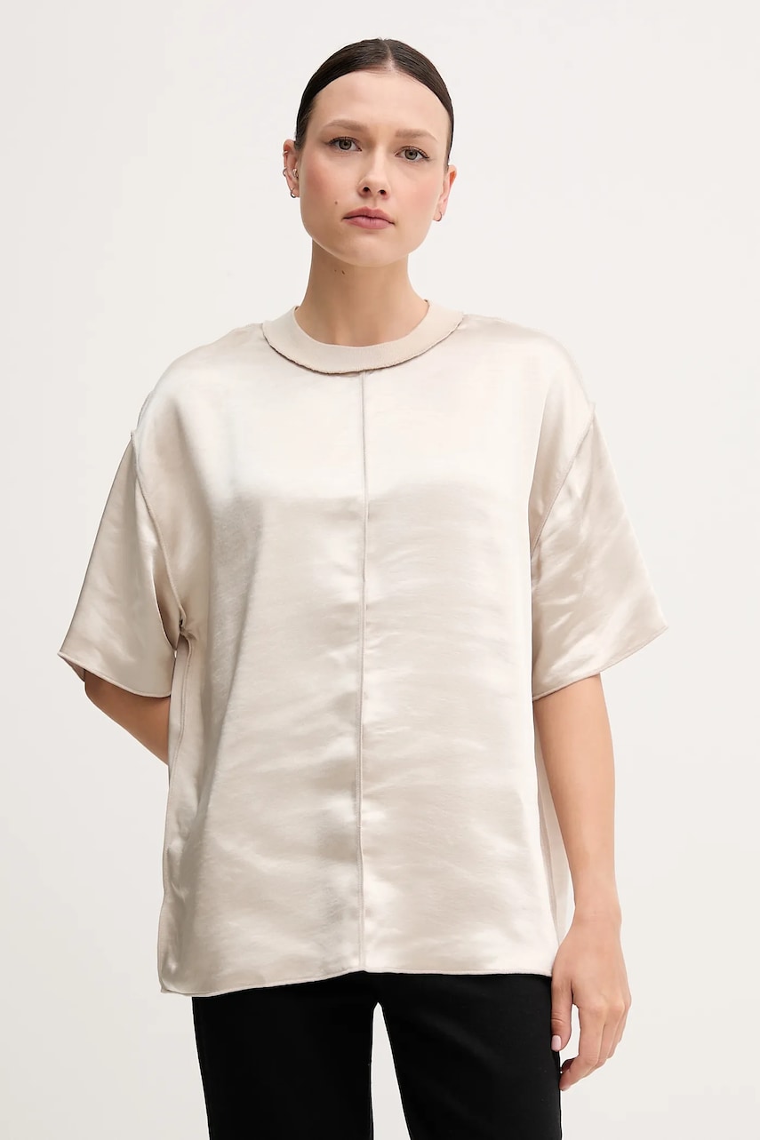 Sisley bluză culoarea bej, uni, 5KANLQ08L
