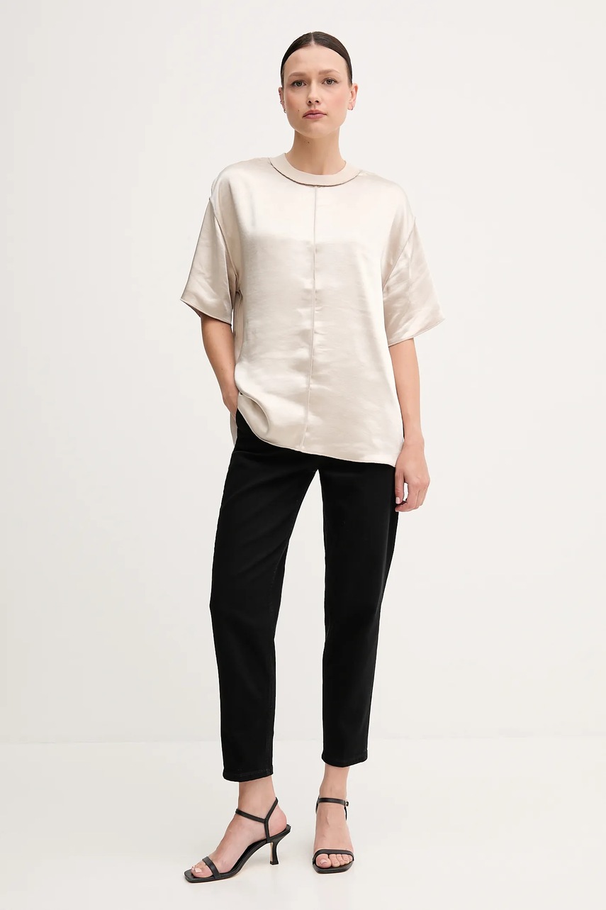 Блузка Sisley цвет бежевый однотонная 5KANLQ08L