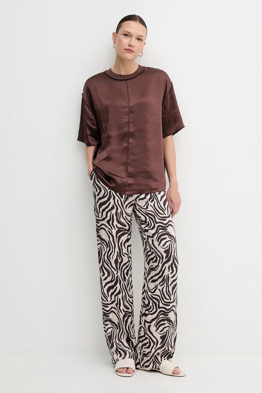 Блузка Sisley цвет коричневый однотонная 5KANLQ08L