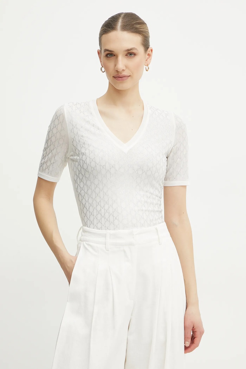 Levně Tričko Marciano Guess ARIA dámské, béžová barva, 5RGP22 6311A