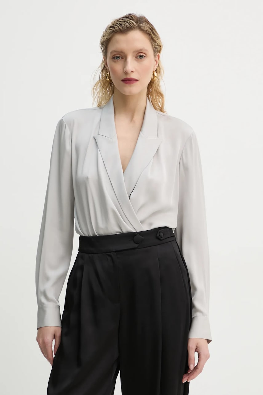 Theory bluza femei, culoarea gri, neted, O1102503 Theory bluza femei, culoarea gri, neted, O1102503