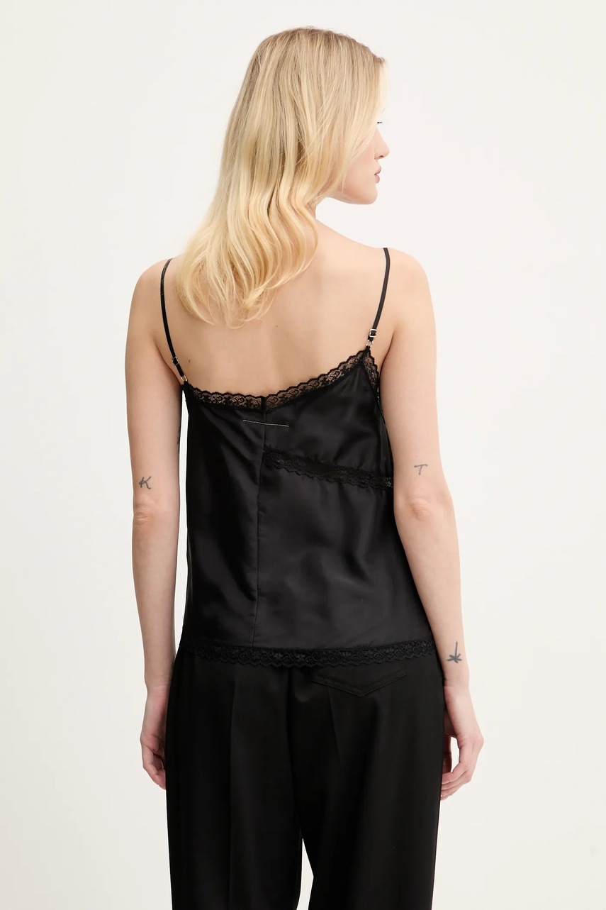 MM6 Maison Margiela selyemblúz fekete, női, sima, S52NC0344.M35244 termék 2. képe