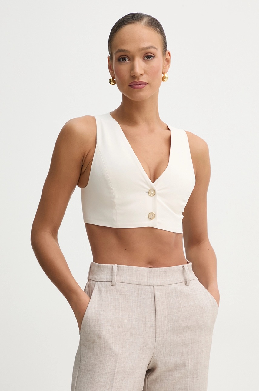 Γιλέκο Simona Corsellini χρώμα: μπεζ, P25CPTO011 φωτογραφία