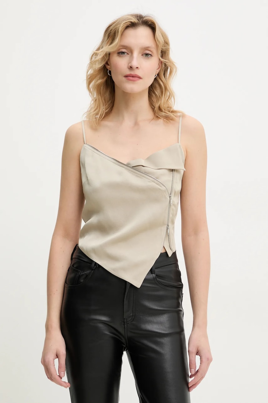 Nanushka bluză ZORKA femei, culoarea bej, uni, NW25RSTP18972