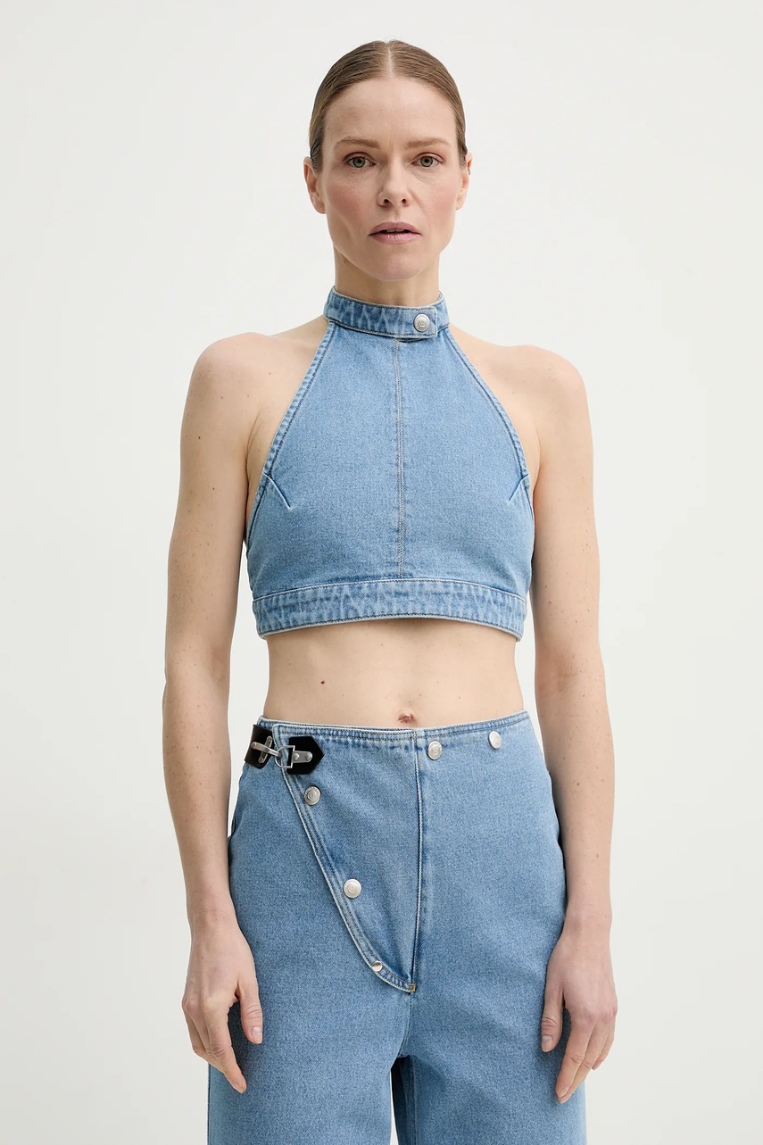 Μπλουζάκι τζιν Nanushka ARINA φωτογραφία