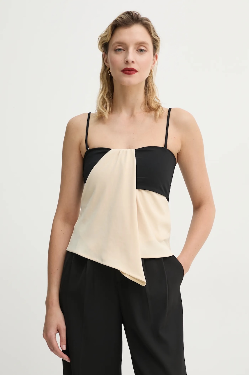 Nanushka bluza LISBETH femei, culoarea bej, neted, NW25RSTP04411 Nanushka bluza LISBETH femei, culoarea bej, neted, NW25RSTP04411