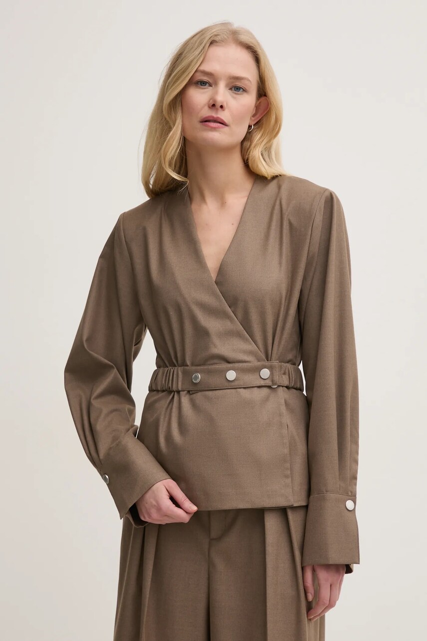 Gestuz bluza femei, culoarea maro, neted, 10909755 - 0 | YEO