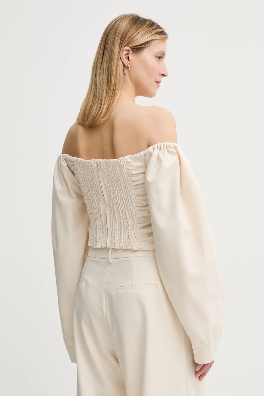 Μπλούζα από μείγμα μαλλιού Gestuz χρώμα: μπεζ, 10910014 φωτογραφία