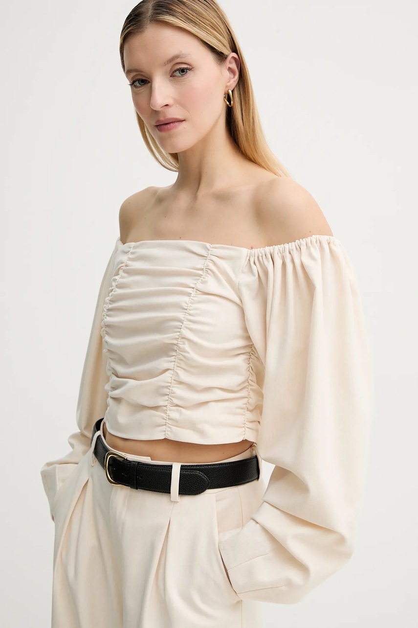 Μπλούζα από μείγμα μαλλιού Gestuz χρώμα: μπεζ, 10910014 φωτογραφία