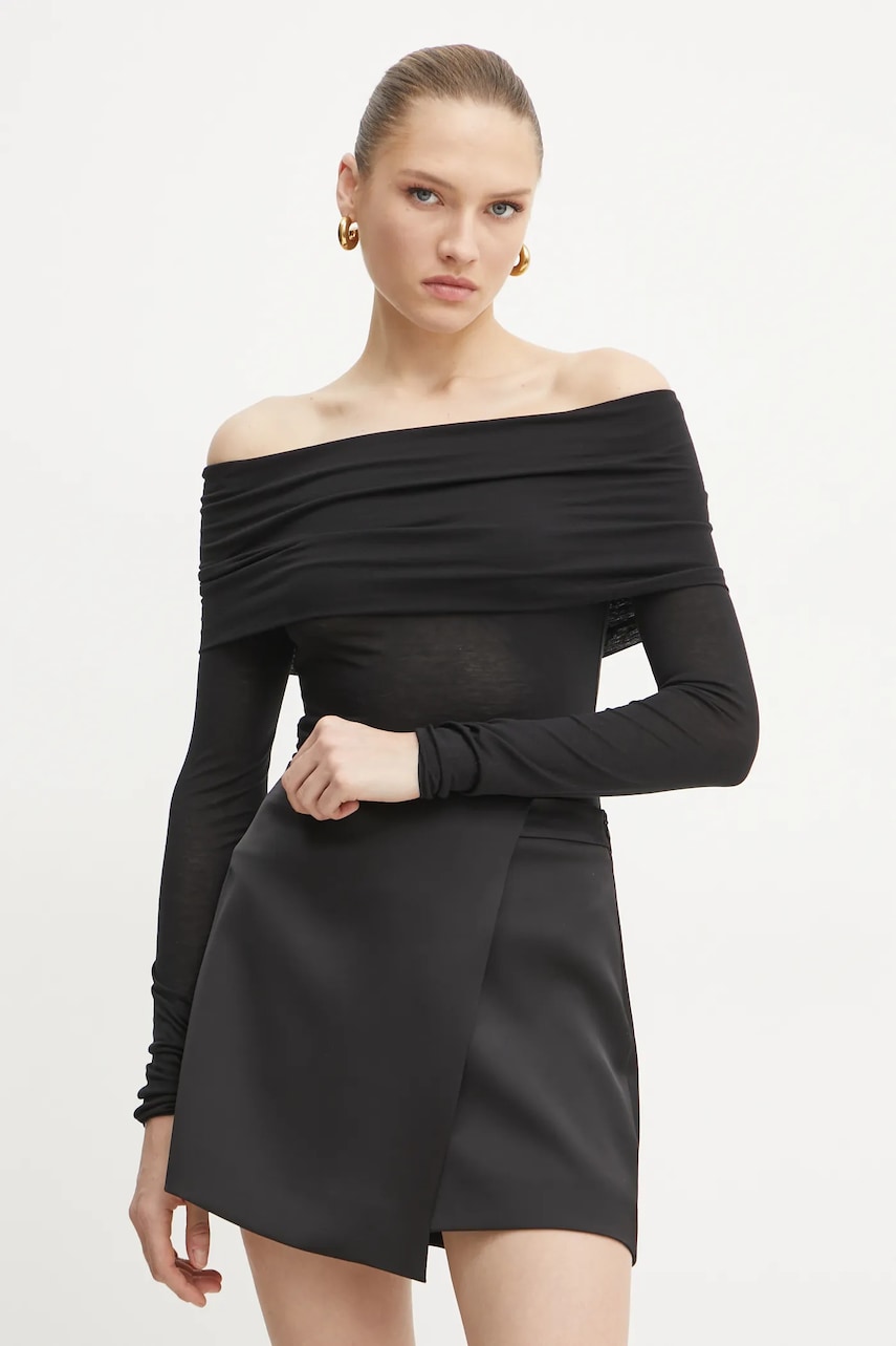 MAX&Co. bluza din amestec de lana culoarea negru, neted, 2516941031200 MAX&Co. bluza din amestec de lana culoarea negru, neted, 2516941031200