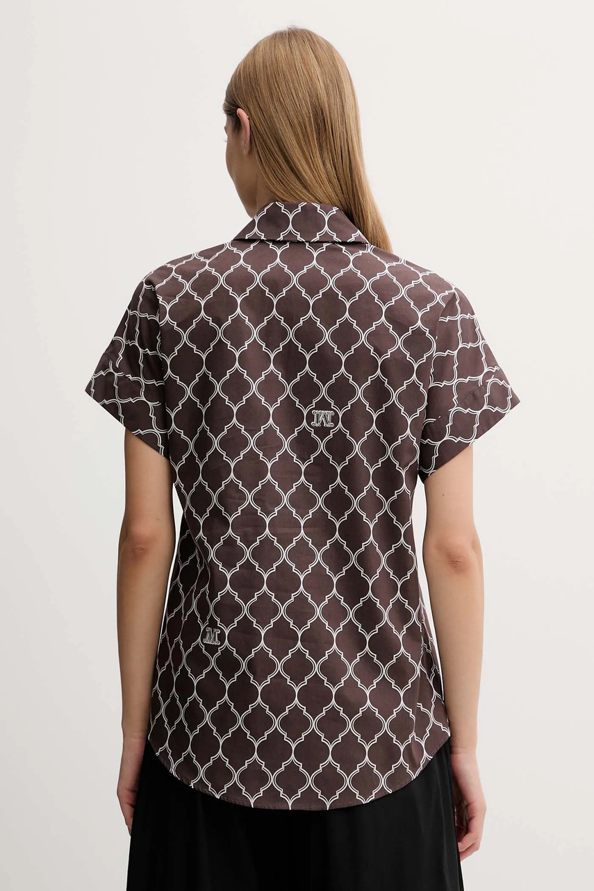 Βαμβακερό πουκάμισο Max Mara Beachwear χρώμα: καφέ, 2516111029600 φωτογραφία