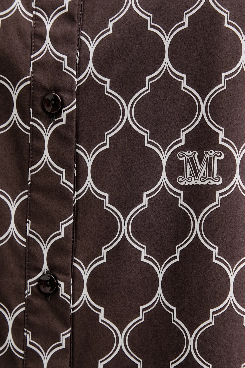 Βαμβακερό πουκάμισο Max Mara Beachwear χρώμα: καφέ, 2516111029600 φωτογραφία