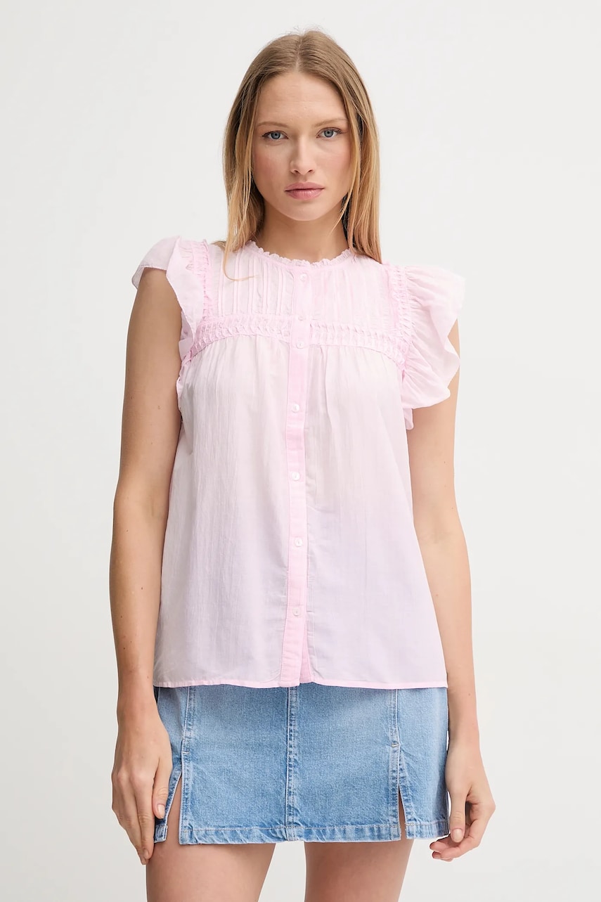Pepe Jeans camasa DIALLO femei, culoarea roz, regular, PL305028