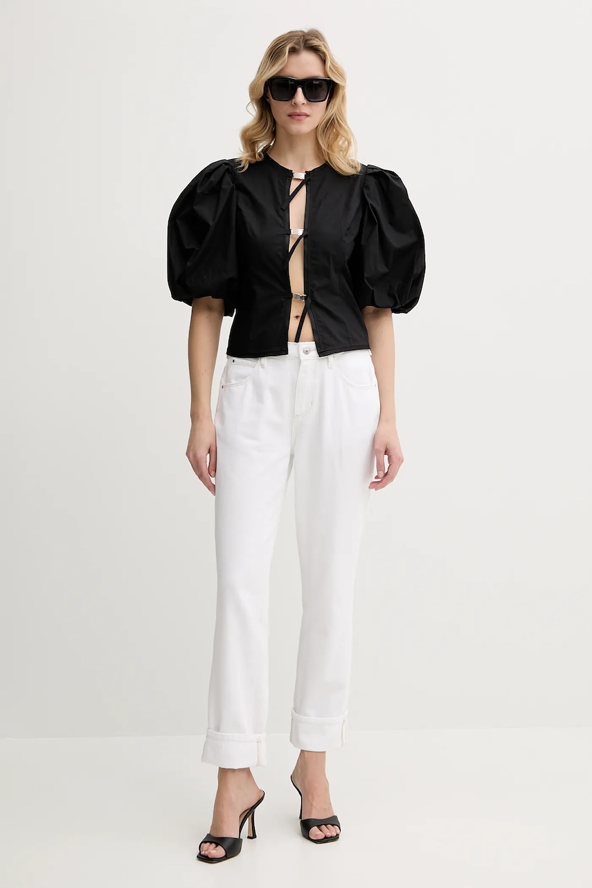 Хлопковая блузка Pinko цвет чёрный однотонная 105185 A2LD Хлопковая блузка Pinko цвет чёрный однотонная 105185 A2LD