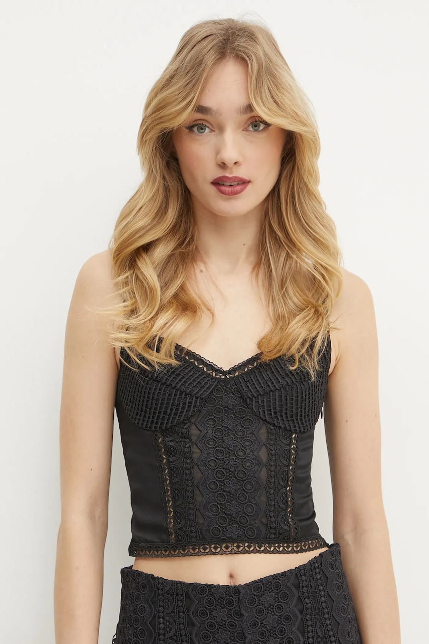 Charo Ruiz Ibiza bluza Sannie femei, culoarea negru, cu imprimeu, 256102 Charo Ruiz Ibiza bluza Sannie femei, culoarea negru, cu imprimeu, 256102
