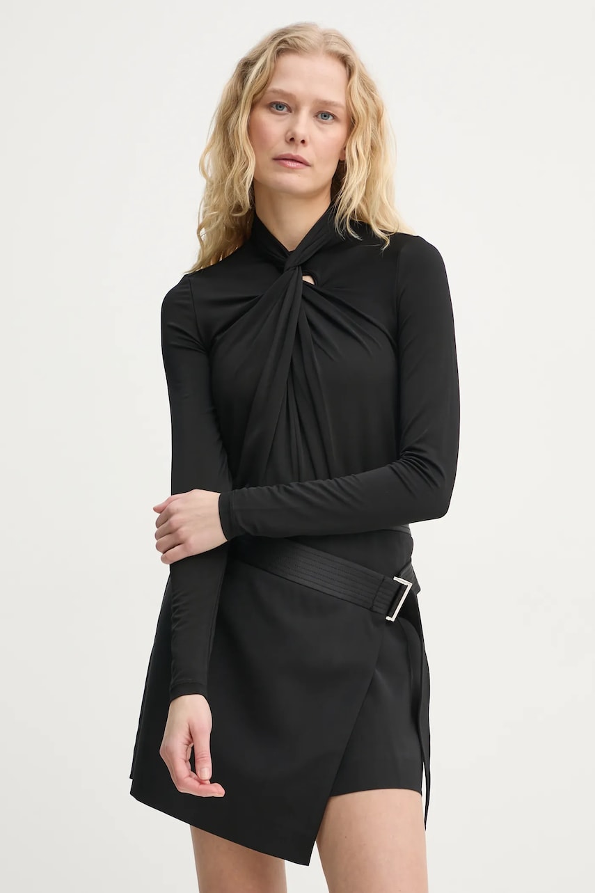 AllSaints bluza MINA femei, culoarea negru, neted, W071PB AllSaints bluza MINA femei, culoarea negru, neted, W071PB