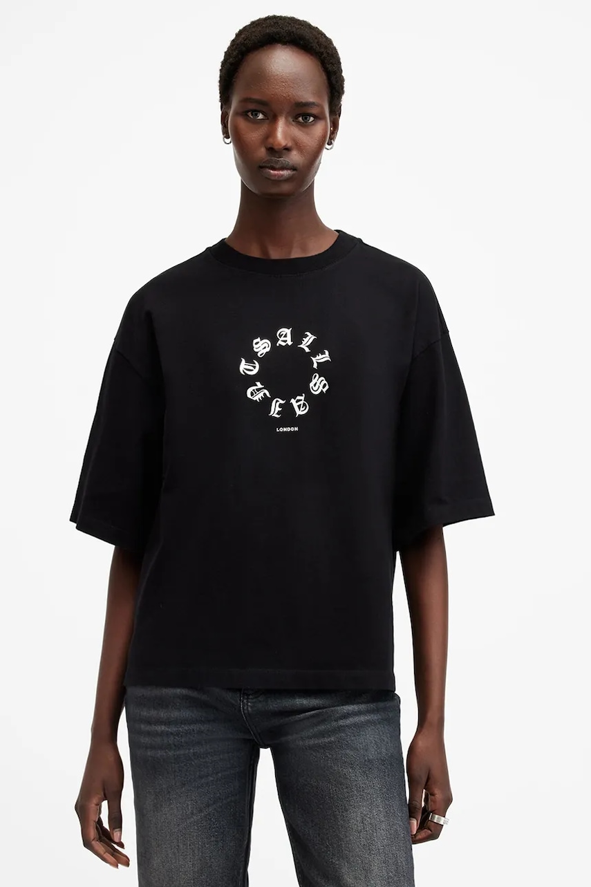 AllSaints tricou din bumbac TIEROTH femei, culoarea negru, W148JB