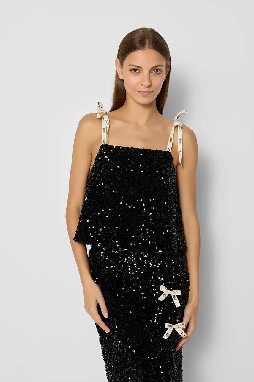 Bizuu bluză MELBA femei, culoarea negru, cu imprimeu, TOP MELBA_CZARNY_AW24 Bizuu bluză MELBA femei, culoarea negru, cu imprimeu, TOP MELBA_CZARNY_AW24