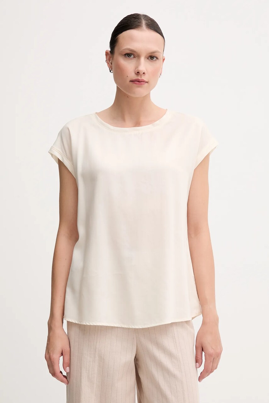 United Colors of Benetton bluza culoarea bej, uni, 52M9DQ0BI