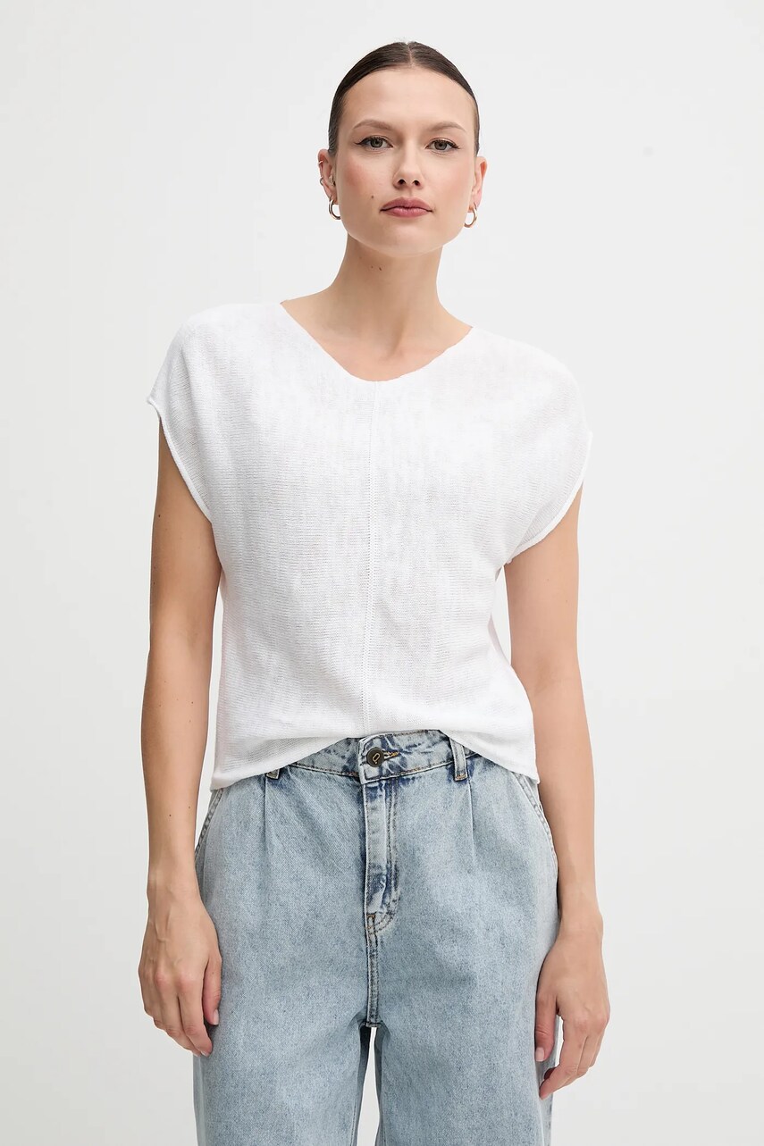 United Colors of Benetton pulover din amestec de in culoarea alb, light, 125GD402P