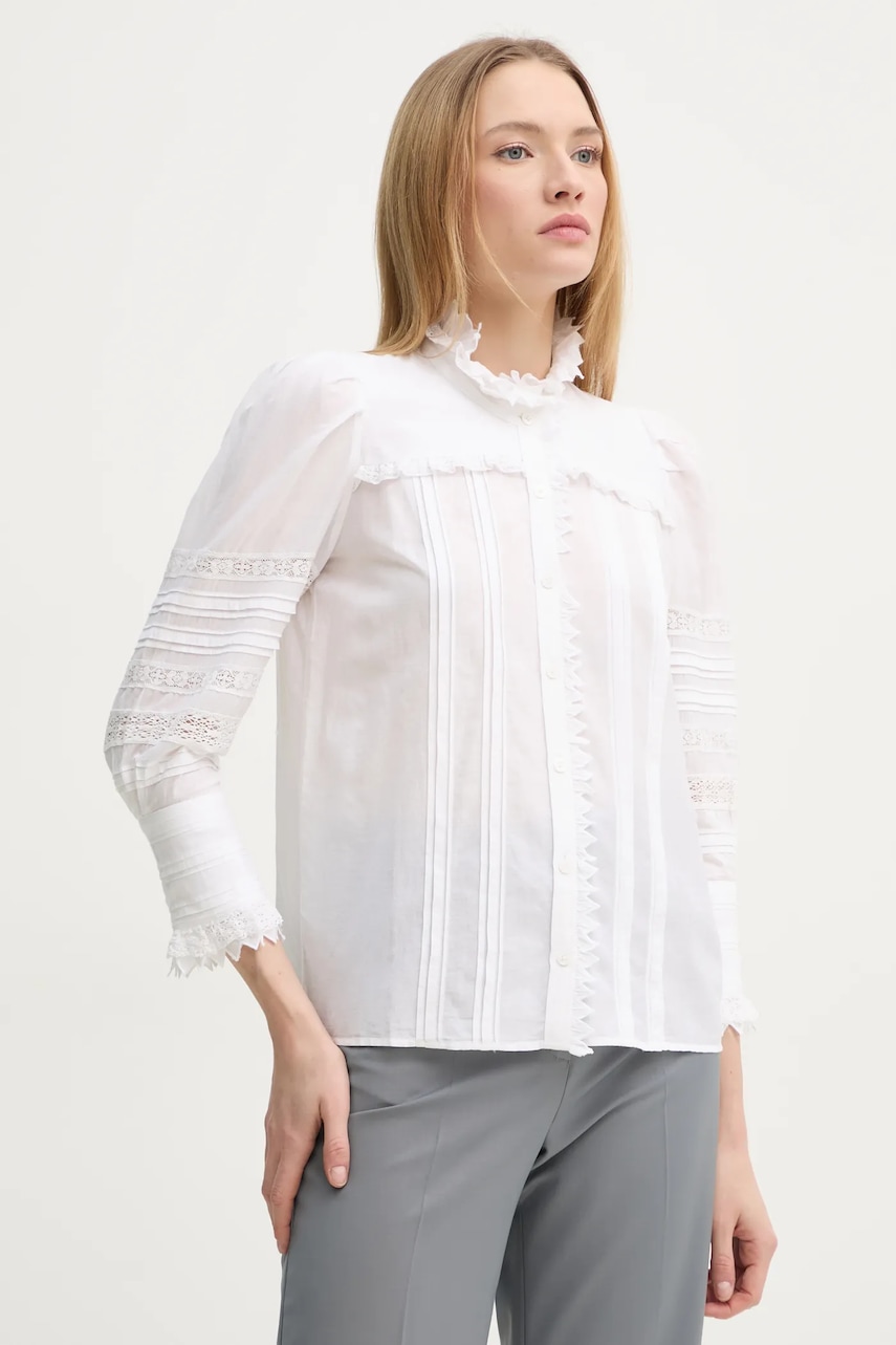 ZADIG&VOLTAIRE cămașă culoarea bej, cu guler stand-up, regular, WWSH00515