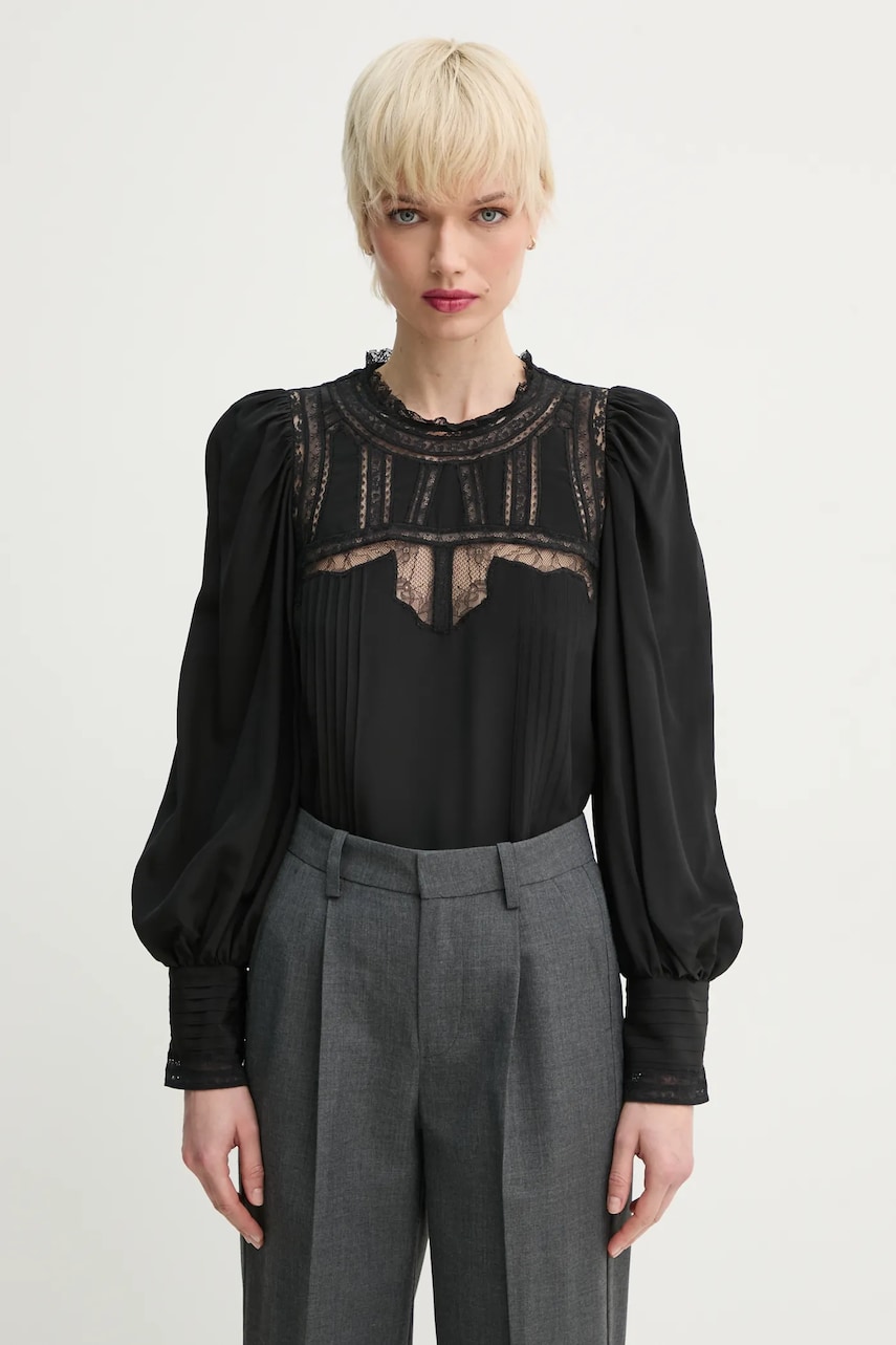ZADIG&VOLTAIRE bluză de matase femei, culoarea negru, uni, WWSH00585 ZADIG&VOLTAIRE bluză de matase femei, culoarea negru, uni, WWSH00585