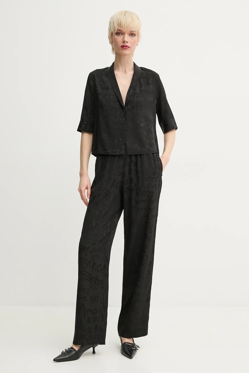 Шелковая рубашка ZADIG&VOLTAIRE женские цвет чёрный regular классический воротник WWSH02222 Шелковая рубашка ZADIG&VOLTAIRE женские цвет чёрный regular классический воротник WWSH02222