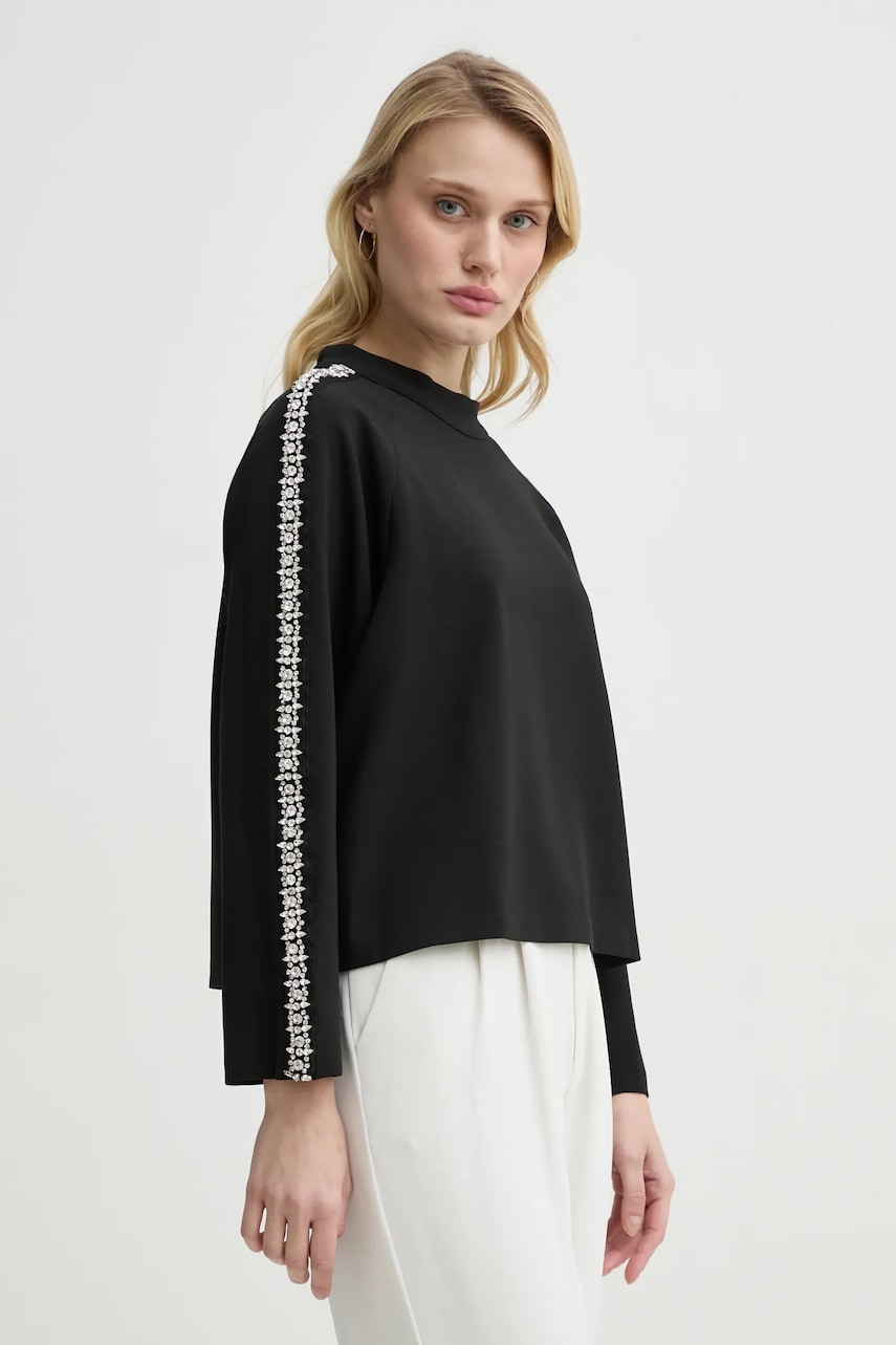 BA&SH bluza SCOTTY femei, culoarea negru, cu imprimeu, 1E25SCOT BA&SH bluza SCOTTY femei, culoarea negru, cu imprimeu, 1E25SCOT
