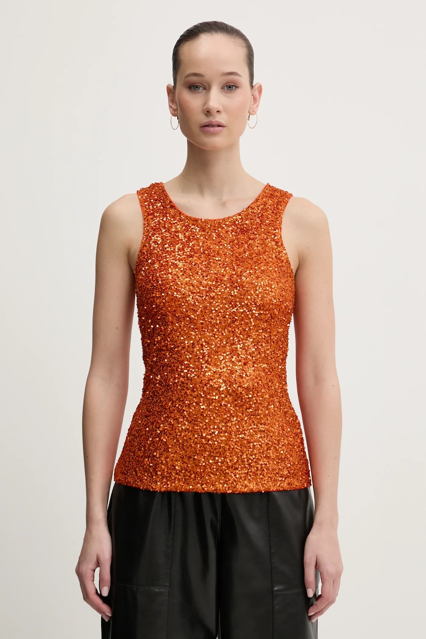 Never Fully Dressed top Rust Sequin culoarea portocaliu, NFDTO1615