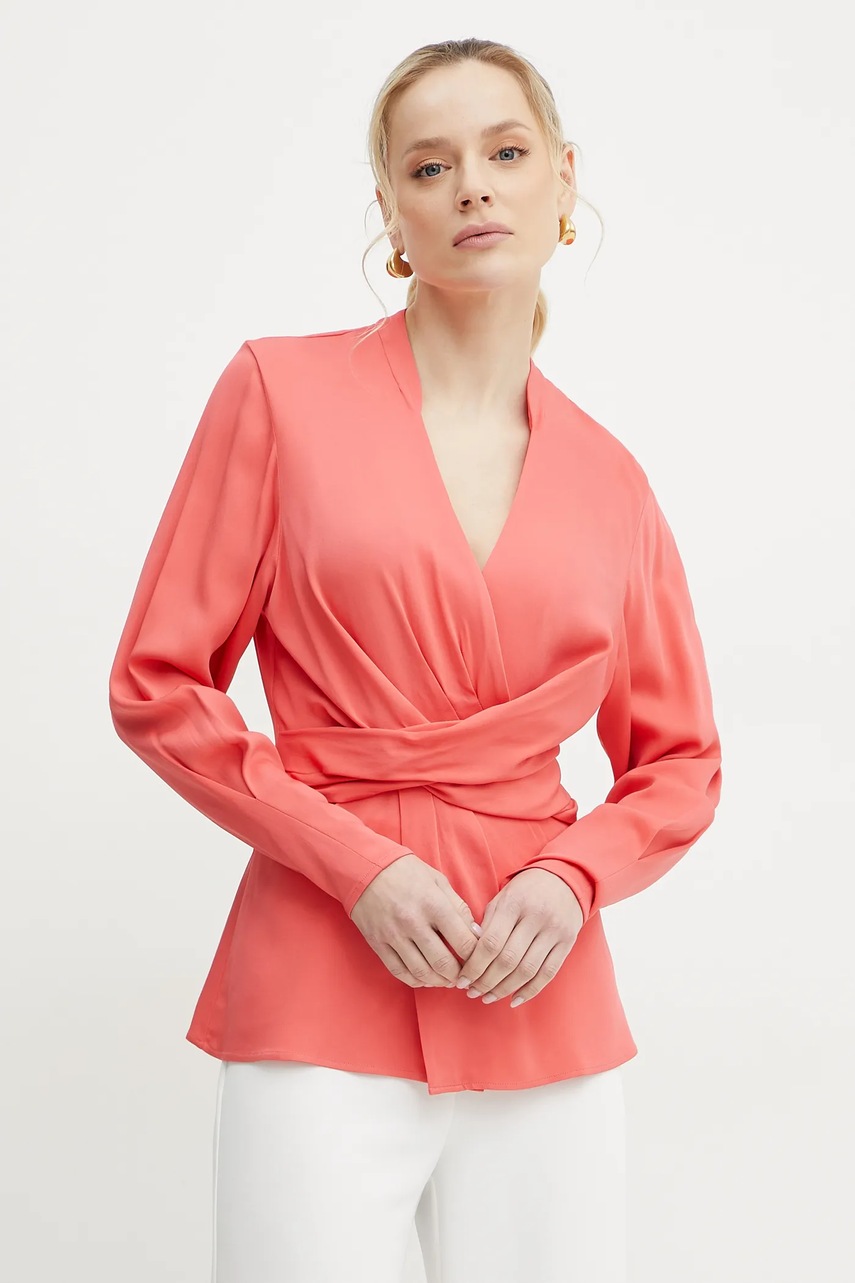 Levně Halenka BOSS dámská, oranžová barva, hladká, 50537380