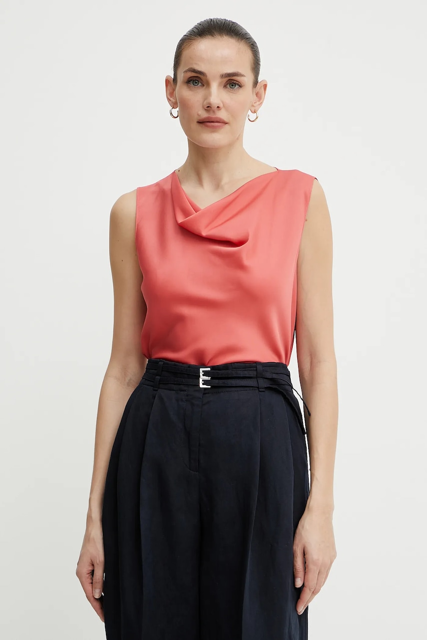 BOSS bluză de mătase culoarea roz, uni, 50537652 BOSS bluză de mătase culoarea roz, uni, 50537652