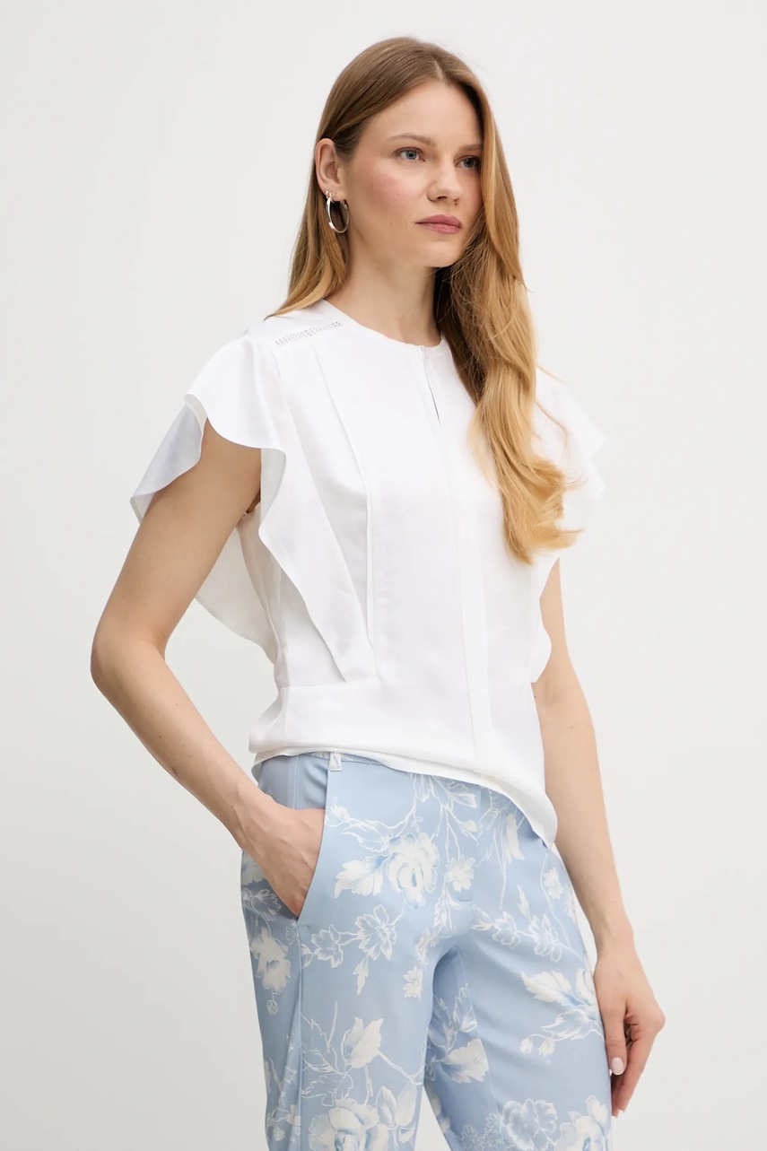 BOSS bluză culoarea bej, neted, 50540635