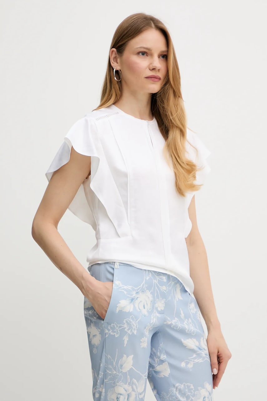 BOSS bluza culoarea bej, neted, 50540635