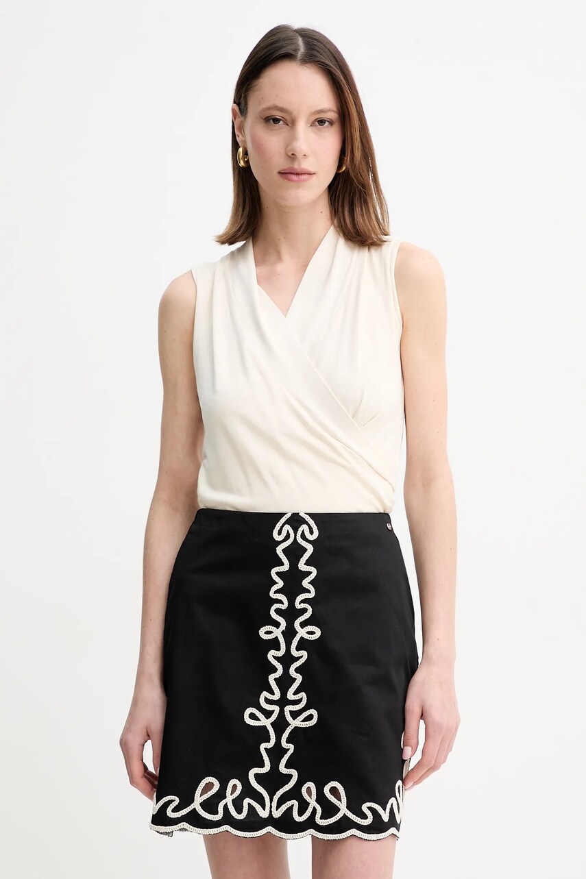 BOSS top femei, culoarea bej, uni, 50537768