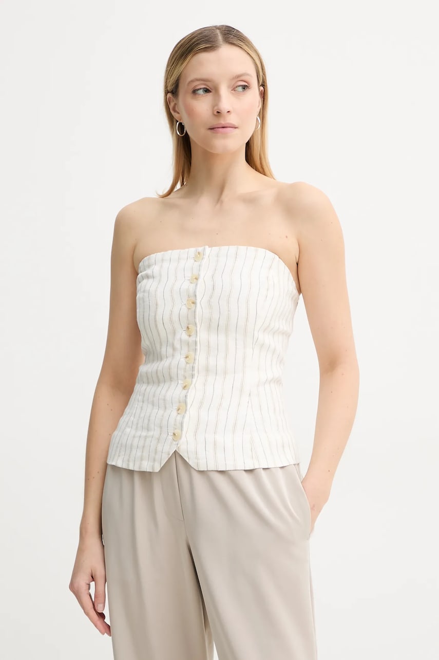 Samsoe Samsoe top de in SAELLENA femei, culoarea alb, cu imprimeu, F25100017