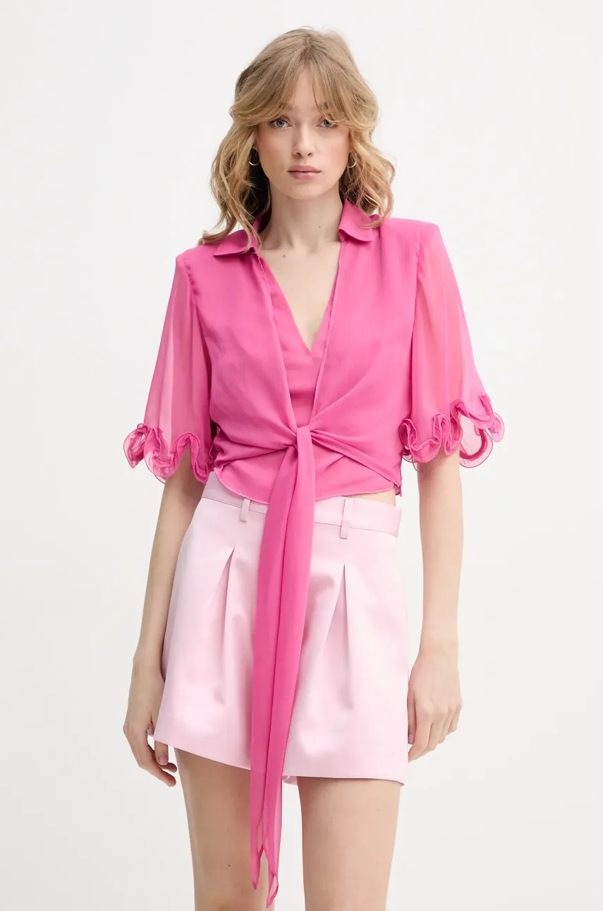 Rotate bluză femei, culoarea roz, uni, 113744504