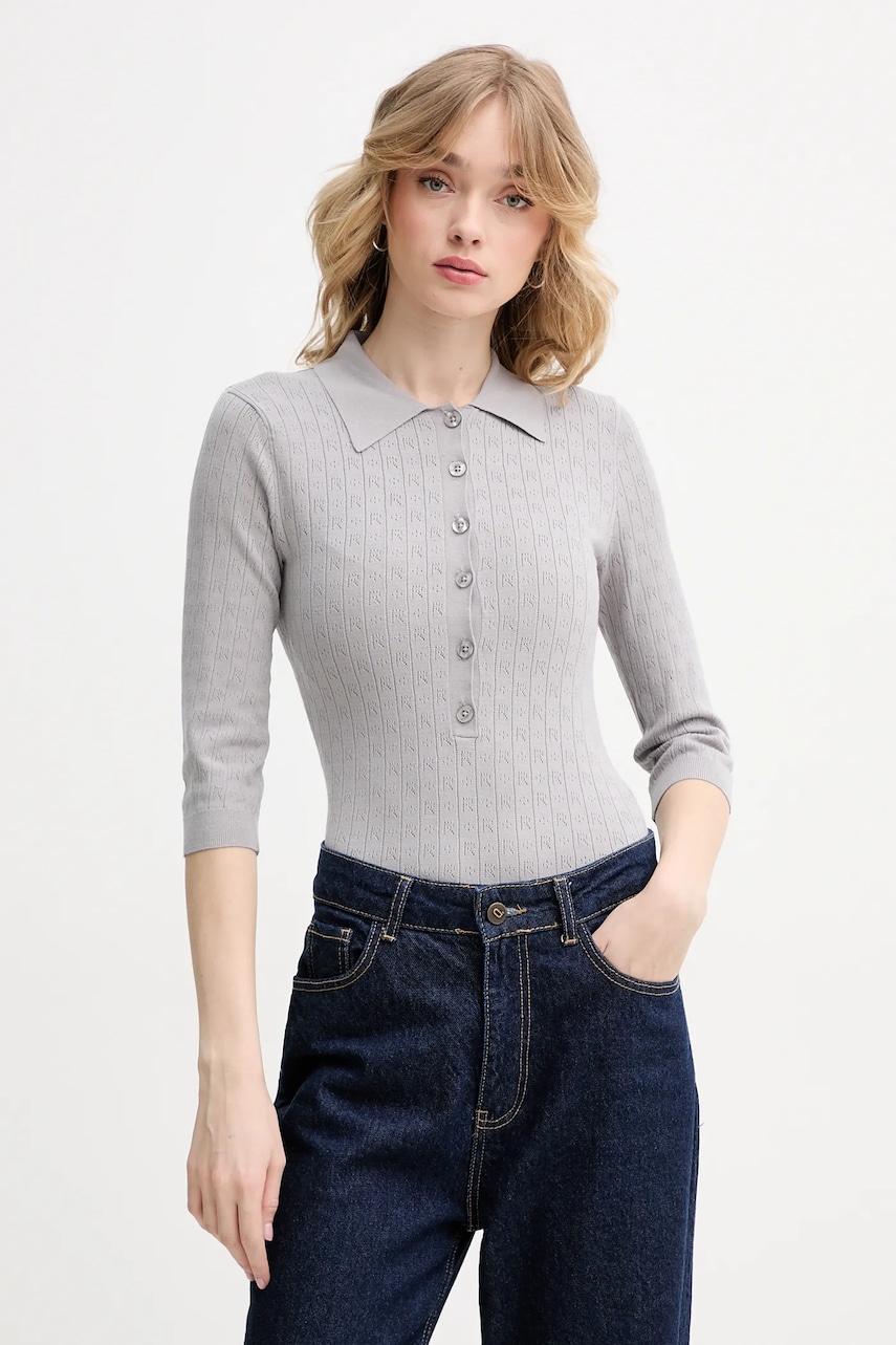 Rotate tricou polo femei, culoarea gri, 113785039