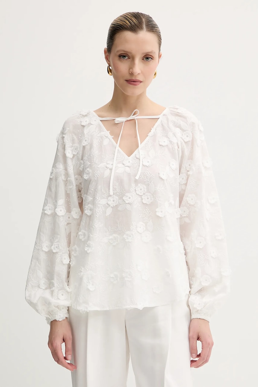 Levně Halenka Guess PELARI dámská, bílá barva, vzorovaná, W5GH0Y WHAJ0
