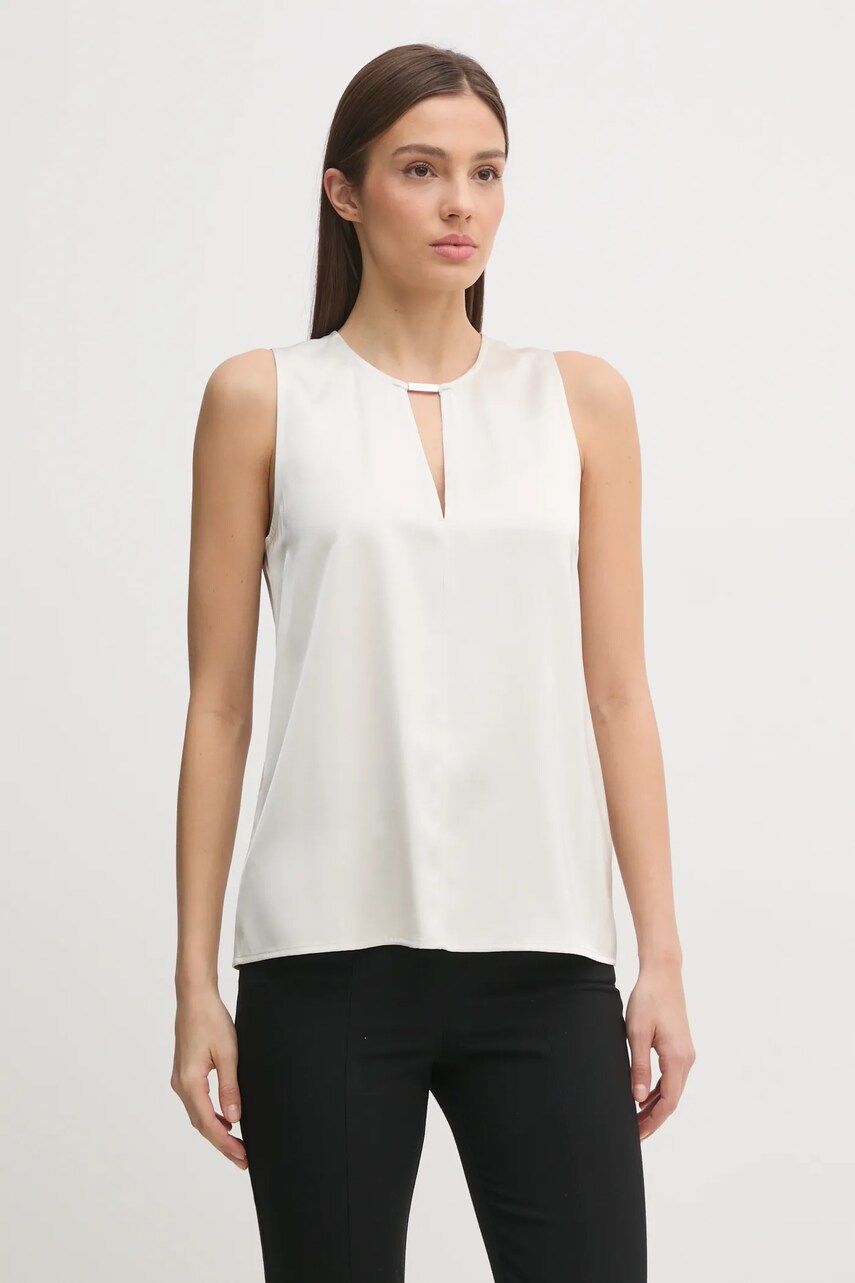 Levně Halenka Calvin Klein dámská, béžová barva, hladká, K20K208190